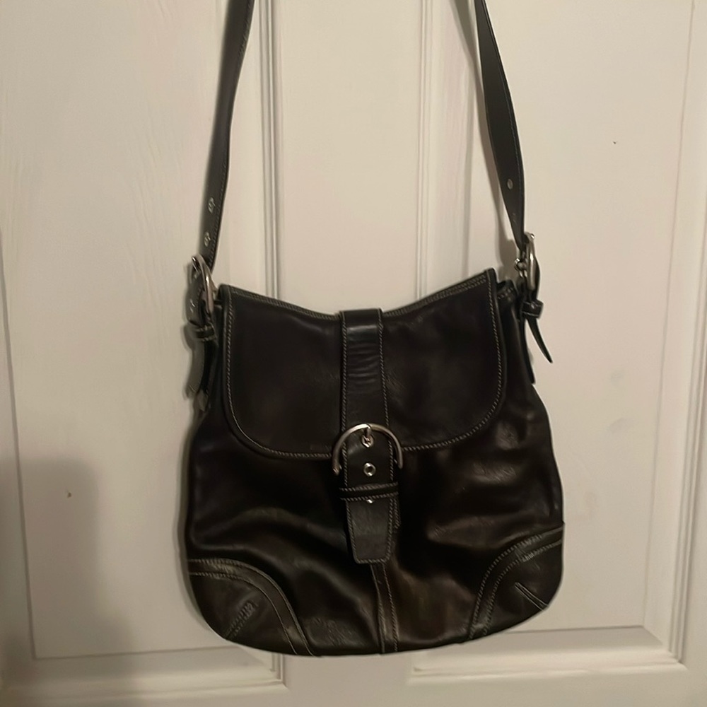 Authentic COACH black leather crossbody.